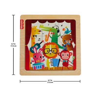 Fisher-Price, puzzle drewniane z ramką, zwierzątka, 10 elementów