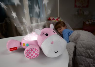 Fisher-Price, Uspokajacz Hipcio z projektorem, różowy, zabawka niemowlęca