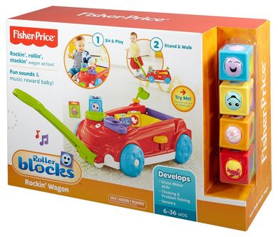 Fisher-Price, Wózek, ruchome klocki, zabawka interaktywna
