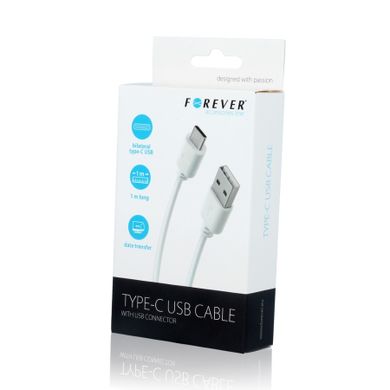 Forever, kabel USB typ-C, biały, 1 m, 2A