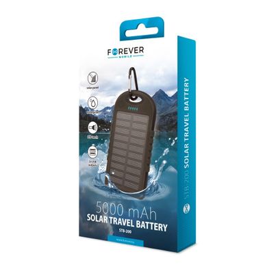 Forever, Powerbank STB-200, solarny, 5000 mAh, czarny