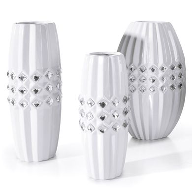 Gabi, wazon dekoracyjny zdobiony błyszczącymi kryształkami, 13-13-32 cm