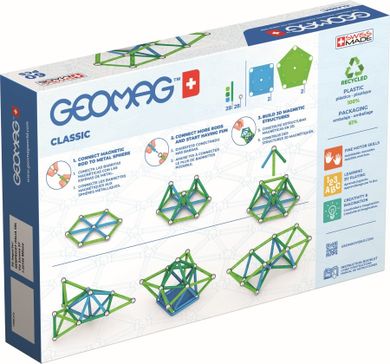 Geomag, Classic Recycled, konstrukcyjne klocki magnetyczne, 60 elementów