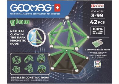Geomag, Glow Recycled, konstrukcyjne klocki magnetyczne, 42 elementów
