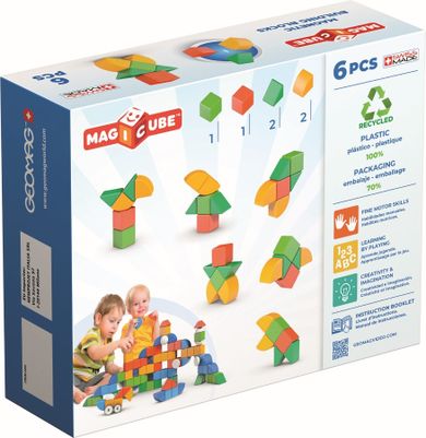 Geomag, Magicube, 3 Shapes, Recycled Starter Set, klocki magnetyczne, 6 elementów