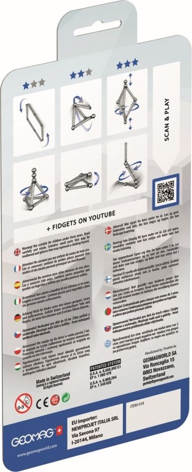 Geomag, Pro-L, Fidget, konstrukcyjne klocki magnetyczne, 14 elementów