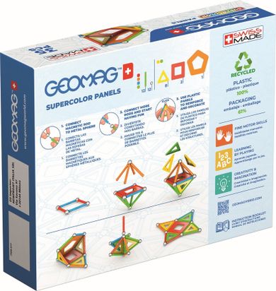 Geomag, Supercolor Panels Recycled, konstrukcyjne klocki magnetyczne, 35 elementów