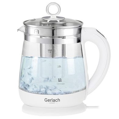 Gerlach, czajnik elektryczny, szklany z zaparzaczem i regulacją temperatury, 1.5 l, GL 1296