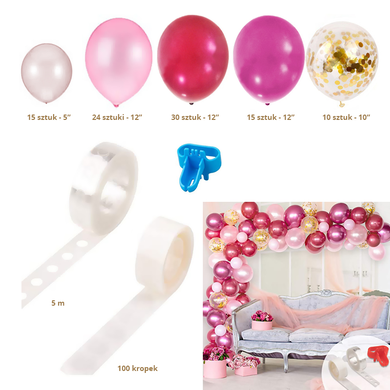Girlanda balonowa, ciemnoróżowa, rose gold, 120 szt.
