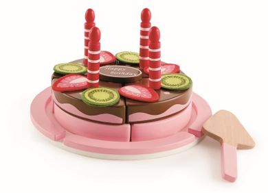 Hape, Tort urodzinowy dwusmakowy, klocki drewniane, 23 elementy
