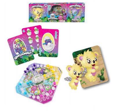 Hatchimals, zestaw gier familijnych z puzzlami