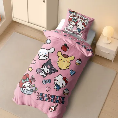Hello Kitty, 2-częściowy komplet pościeli bawełnianej, 160-200 cm