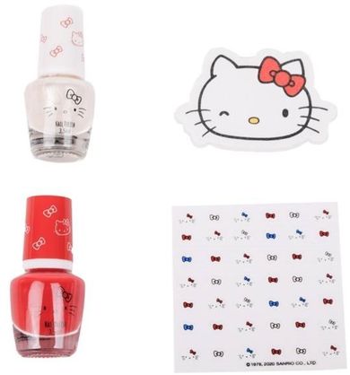 Hello Kitty, zestaw do stylizacji paznokci, 2 lakiery, naklejki