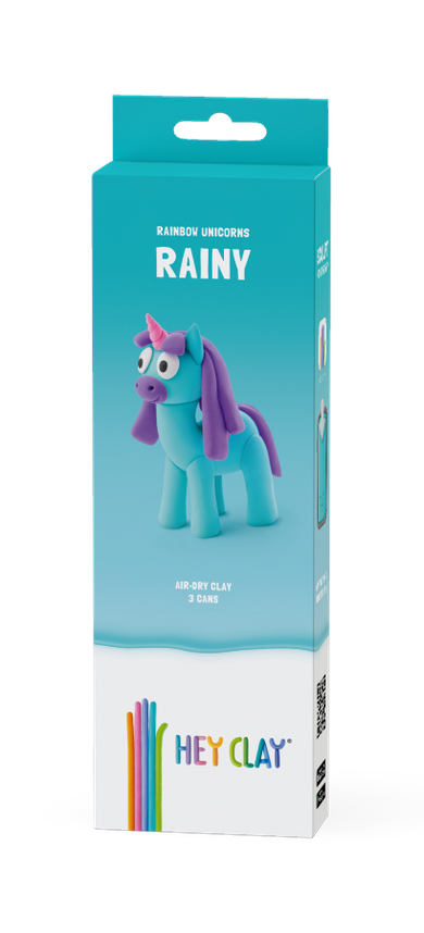 Hey Clay, Jednorożce, Rainy, masa plastyczna, 3 szt.
