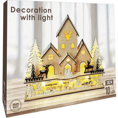 Home Styling Collection, ozdoba świąteczna na okno, Zimowe miasteczko, świecąca, LED