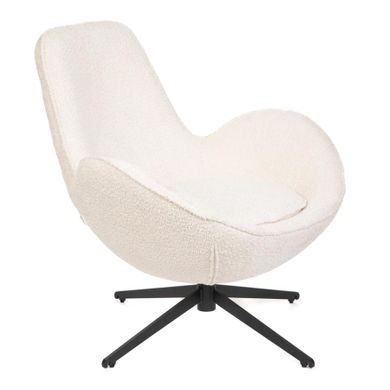 Homla, Lunaire, Fotel obrotowy w tkaninie Teddy Boucle beżowy, 86-76-87 cm, 872124