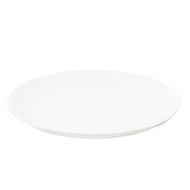 Homla, Sylia, talerz obiadowy, biały z ornamentem, 27 cm