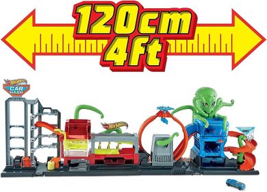 Hot Wheels City, Color Reveal, Megamyjnia - Atak ośmiornicy, zestaw do zabawy z funkcją zmiany koloru