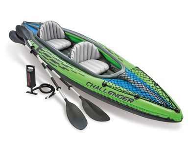 Intex, Challenger K2, kajak dwuosobowy, dmuchany, z wiosłami i pompką, 351-76-38 cm