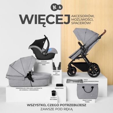 Kinderkraft, A-Tour, Mink, wózek wielofunkcyjny, 3w1, Light Grey