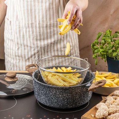 Kinghoff, garnek marmurowy z koszem do smażenia, 4l, kh-1985