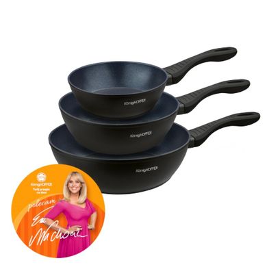 Könighoffer, Corvos, zestaw 3 patelni głębokich, indukcja, 20 cm, 24 cm, 28 cm