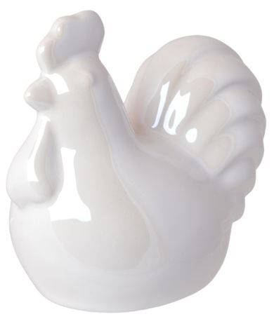 Kogut, figurka ceramiczna, biała perłowa, 6-6-10 cm