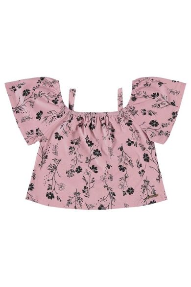 Komplet dziewczęcy, Bluzka z krótkim rękawem, crop top, Szorty, różowy, Quimby