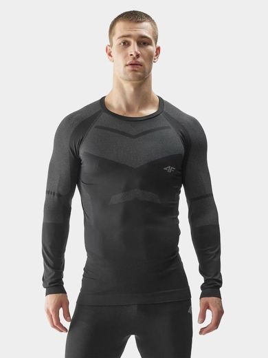 Komplet termoaktywny męski, Bluzka z długim rękawem, Legginsy, czarny, 4F