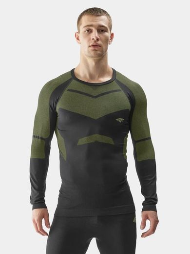 Komplet termoaktywny męski, Bluzka z długim rękawem, Legginsy, czarny, 4F