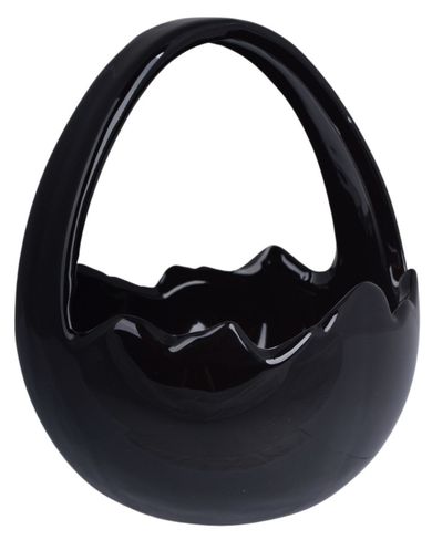 Koszyczek ceramiczny, czarny, duży, 18 cm