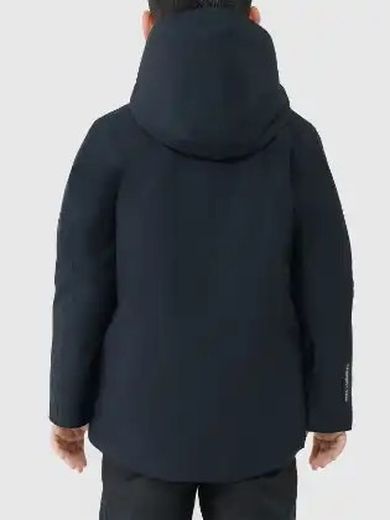 Kurtka narciarska chłopięca z kapturem, granatowa, 4F