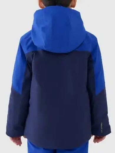 Kurtka narciarska chłopięca z kapturem, ocieplana, niebieska, 4F