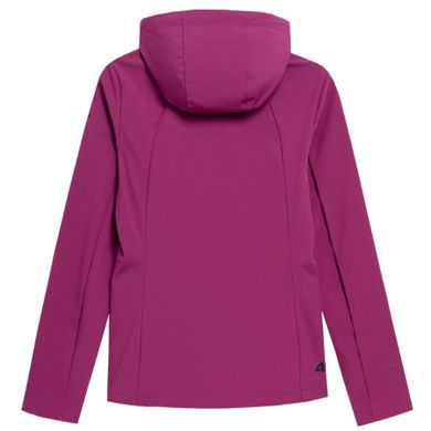 Kurtka softshell damska z kapturem, różowa, 4F