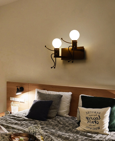 Lampa ścienna podwójna, Kinkiet Loft podwójny, czarna