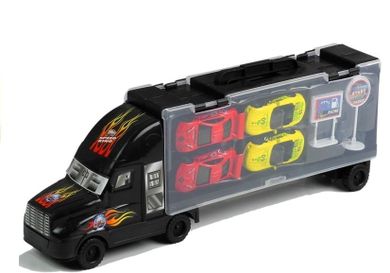 Lean Toys, ciężarówka z autkami, pojazd, czarny