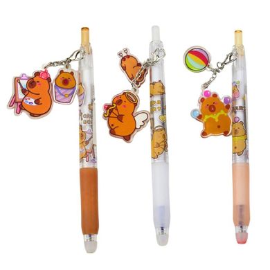 Lean Toys, długopis żelowy, niebieski z brylokiem kapibary, 14,5 cm, 1 szt.