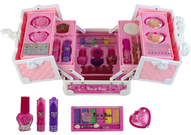 Lean Toys, duży kuferek z kosmetykami, różowy