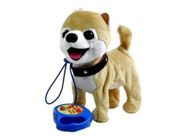 Lean Toys, husky, interaktywny piesek na smyczy + akcesoria