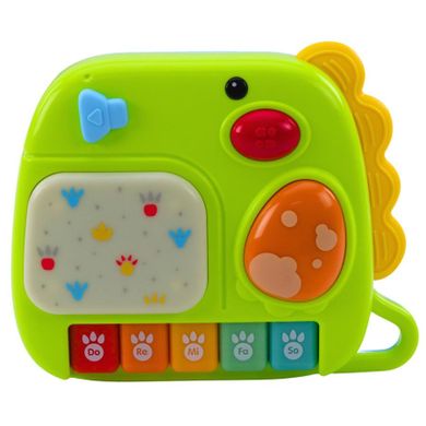 Lean Toys, interaktywne pianinko, dinozaur, zielony