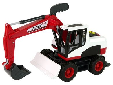 Lean Toys, koparka, ruchoma łyżka, czerwona