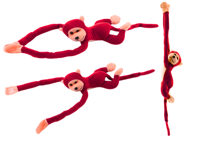 Lean Toys, małpka, maskotka interaktywna, czerwona, 80 cm