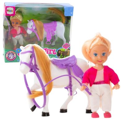 Lean Toys, mini laleczka, zestaw z koniem