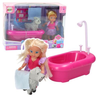 Lean Toys, mini laleczka, zestaw z wanną i pieskiem