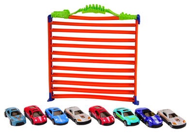 Lean Toys, parking dla autek resoraków 2w1, pętla 360, zestaw z pojazdami