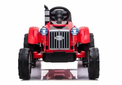 Lean Toys, Traktor, pojazd na akumulator z przyczepą, czerwony
