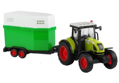 Lean Toys, traktor z przyczepą konną z napędem i dźwiękiem