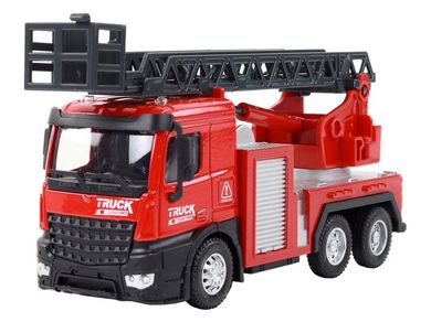 Lean Toys, wóz strażacki z wysuwaną drabiną, czerwony