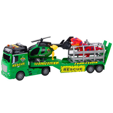 Lean Toys, zestaw pojazdów ratunkowych z dinozaurem, interaktywny