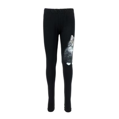Legginsy dziewczęce, ocieplane, czarne, kot, Tup Tup